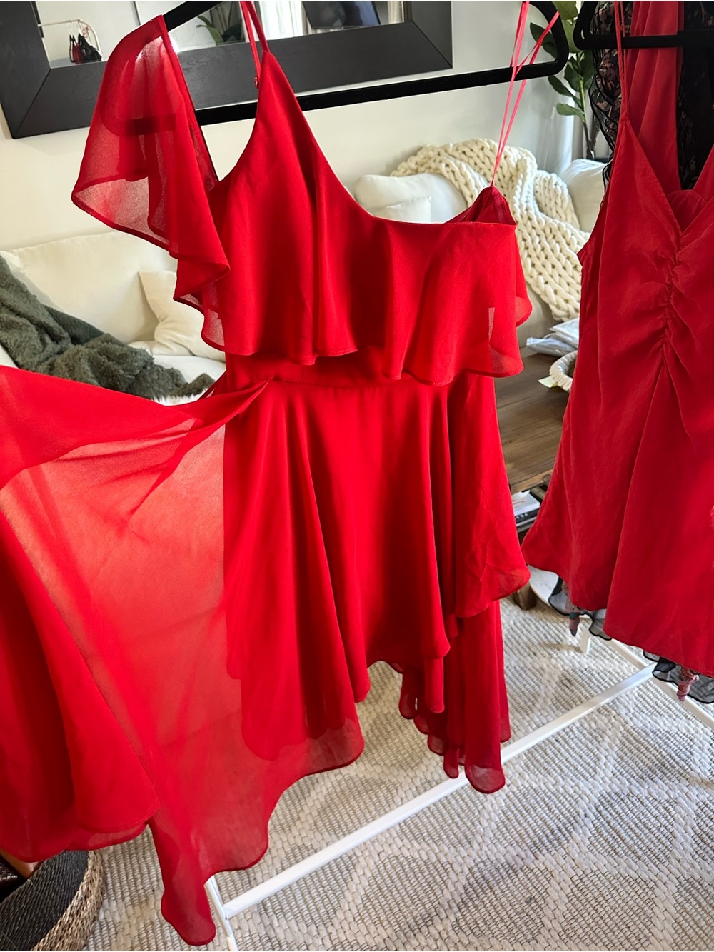 Keepsake Red Flowy Dress S - Picture 4 of 11